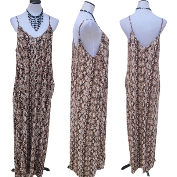 LAST ONE Python Print Cami Maxi Dress with Pockets - Picture 3 of 8